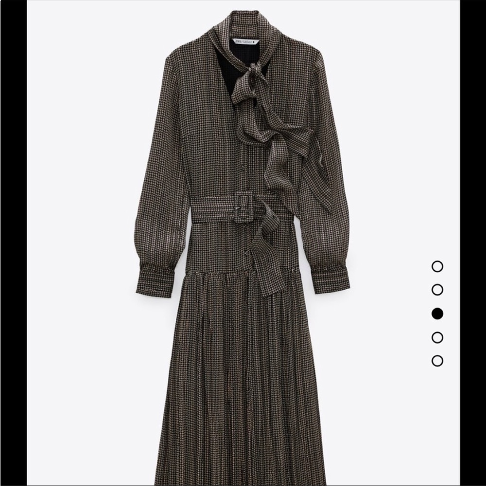 NWT Zara Metallic MIDI Dress with Belt Size Small - Picture 3 of 14